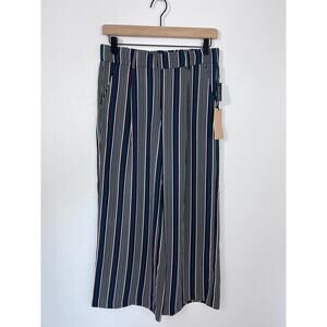 Halogen Wide Leg Crop Pants in Black Multi Stripe